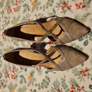 🐑 L. A. M. B. Taupe Zip Back Heels 🐑